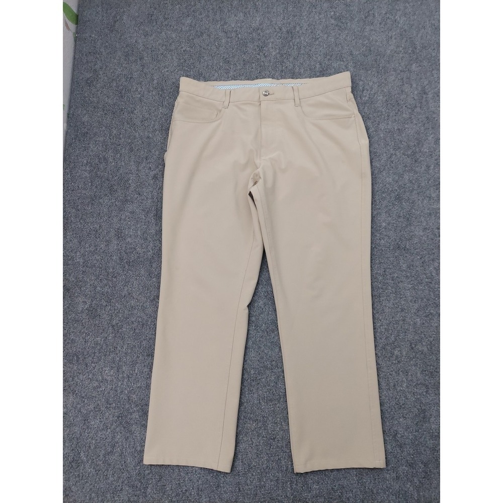 Foot Joy Golf Pants Mens 36x30 Tan Flat Front Performance Outdoor Stretch Preppy
